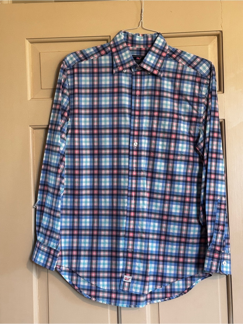 Vineyard Vines Men's Blue & Pink Plaid Button-Down Shirt